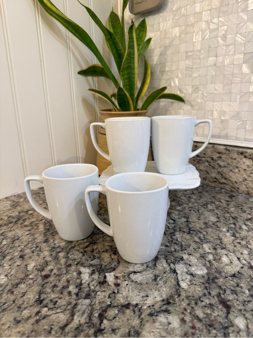 Corelle Coordinates Porcelain Plain White Coffee Mugs - Set of 4